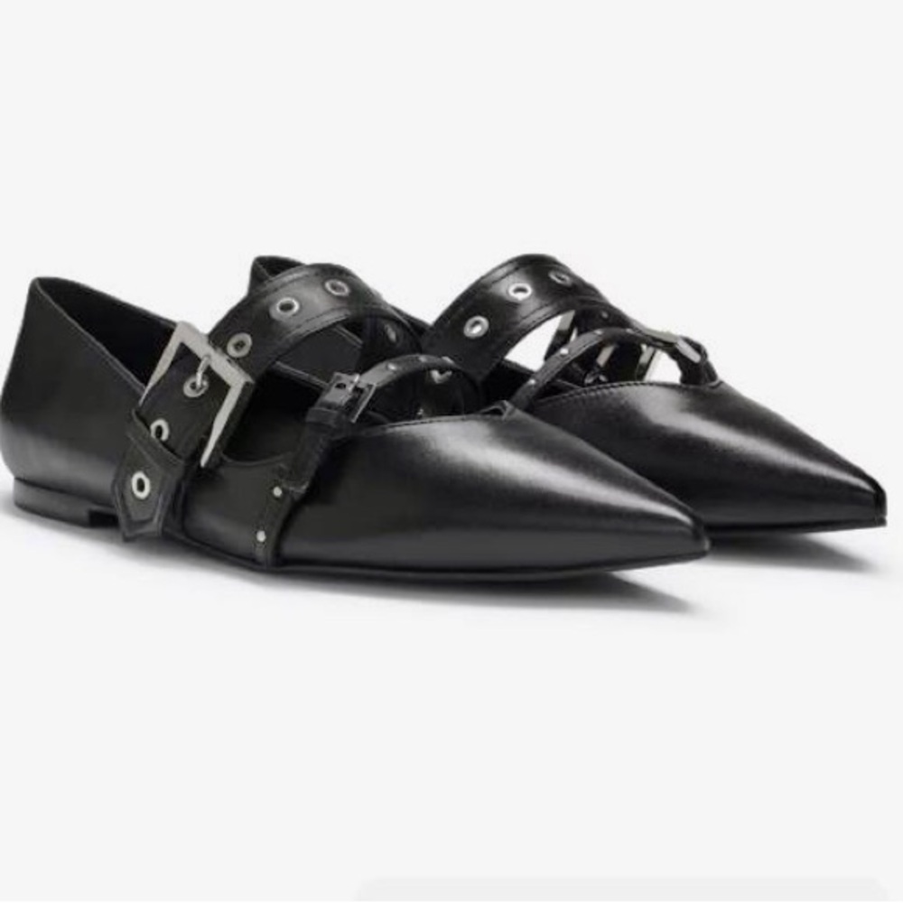 HUGO Black Women's Strap Flats